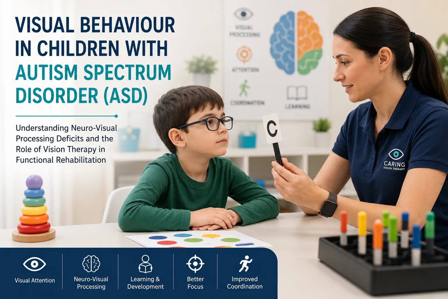 Child with Autism Spectrum Disorder participating in developmental vision therapy session