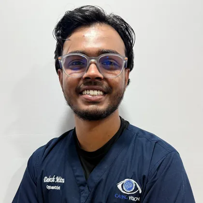Optometrist Debesh Mitra at Caring Vision Therapy