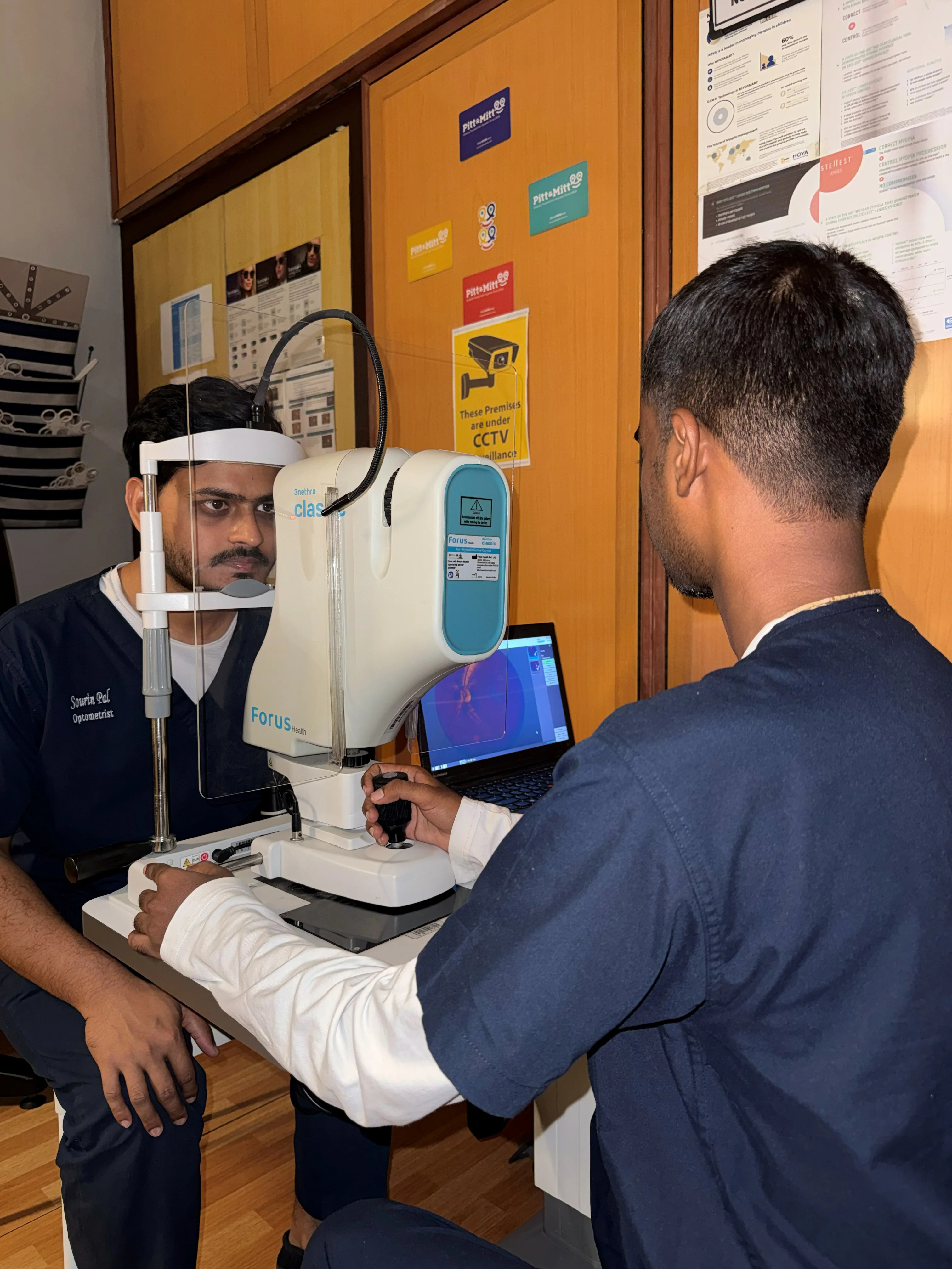 Caring Vision Therapy Ashok Nagar Chennai - Therapist taking auto-refractor reading from patient
