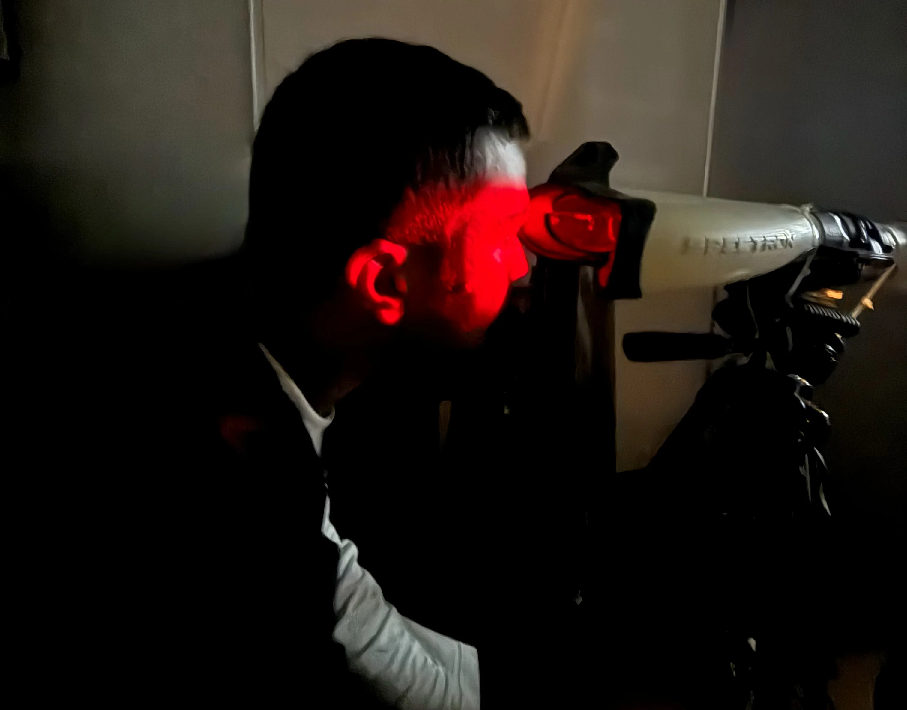 Caring Vision Therapy Ashok Nagar Chennai - Patient undergoing red light phase of syntonic phototherapy